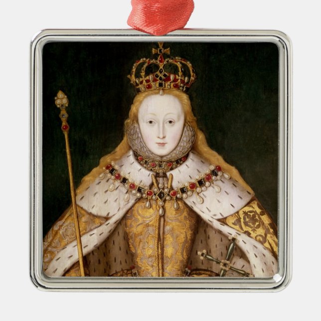 Adorno Metálico Reina Elizabeth I en trajes de la coronación (Frente)