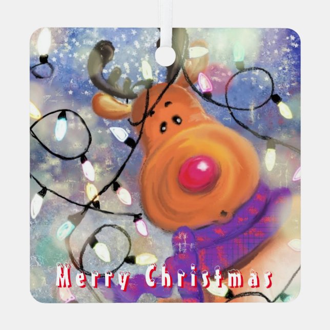Adorno Metálico Reno feliz - Feliz Navidad - Dibujando diversión (Reverso )