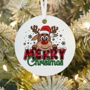 Adorno Metálico Reno festivo, Feliz Navidad