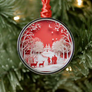 Adorno Metálico Renos 3D y personas en las aldeas