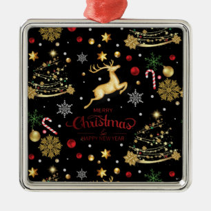 Adorno Metálico Resto dorado rojo, moro árbol de Navidad