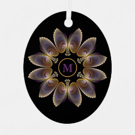 Adorno Metálico Resumen Angel Wings Mandala Fractal Monograma