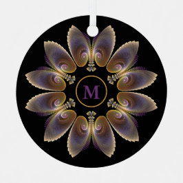 Adorno Metálico Resumen Angel Wings Mandala Fractal Monograma