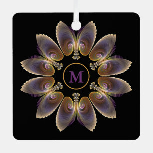 Adorno Metálico Resumen Angel Wings Mandala Fractal Monograma