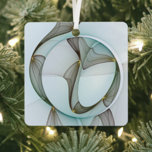 Adorno Metálico Resumen Art Turquoise Brown Gold Elegance Square