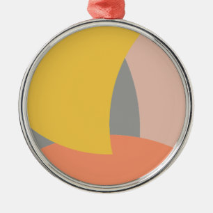 Adorno Metálico Resumen Arte Amarillo Gris Blanco