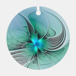 Adorno Metálico Resumen Con Arte Fractal Azul Y Moderno