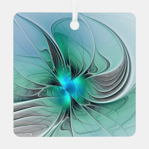 Adorno Metálico Resumen Con Arte Fractal Azul Y Moderno