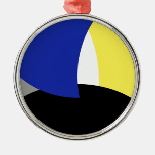 Adorno Metálico Resumen de arte amarillo azul