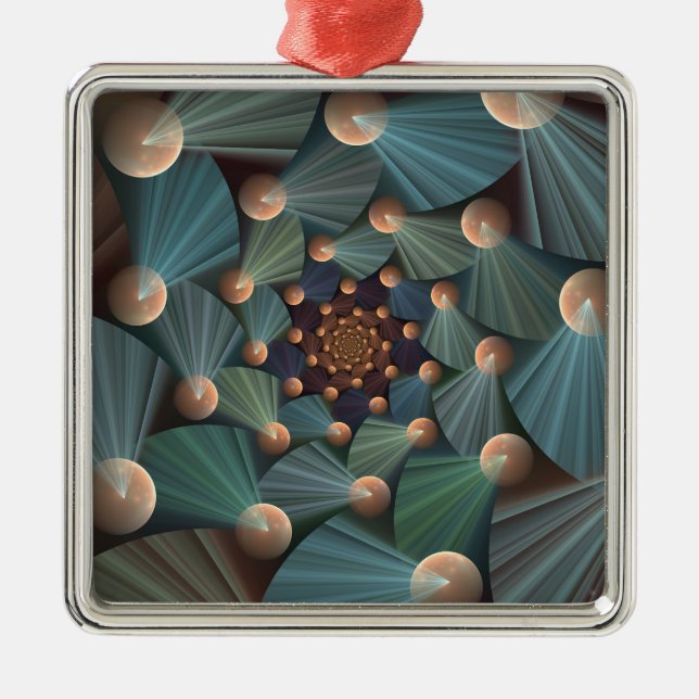 Adorno Metálico Resumen de arte fractal con pizarra marrón profund (Frente)
