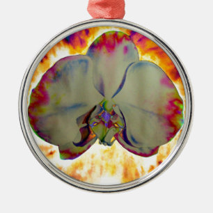 Adorno Metálico Resumen de pintura de orquídeas tropicales con flo