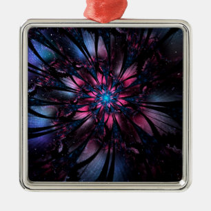 Adorno Metálico Resumen del diseño de flor fractal.