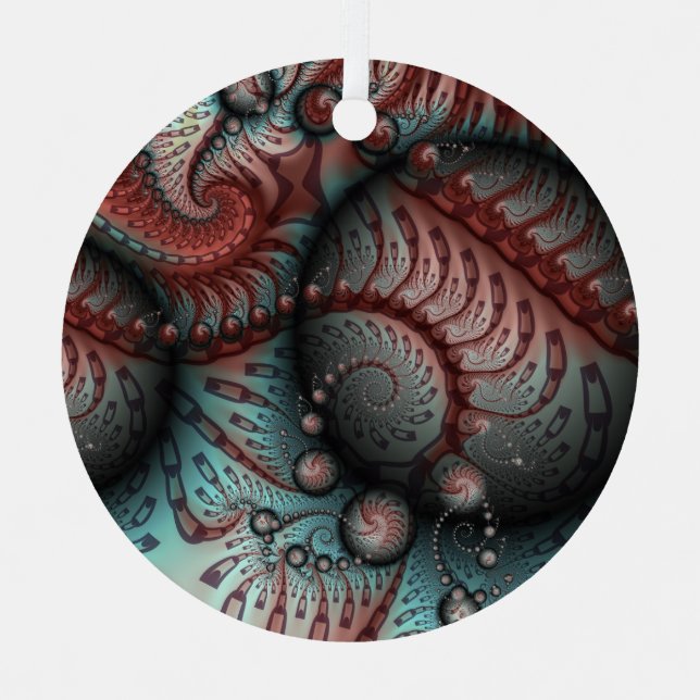 Adorno Metálico Resumen Fantasía Arte Fractal Bolas Azul marrón (Anverso)