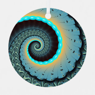 Adorno Metálico Resumen Naranja azul turquesa espiral de arte frac