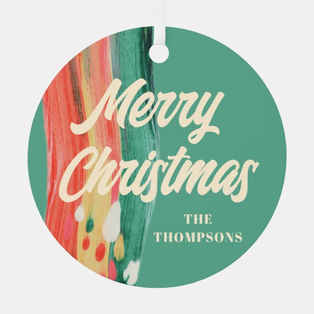 Adorno Metálico Resumen nombre personalizado de navidad moderna (Anverso)