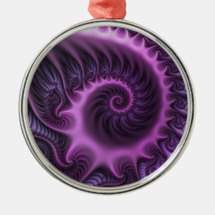 Adorno Metálico Resumen Vivid Guay Pink Purple Fractal Art Spiral