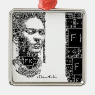 Adorno Metálico Retrato blanco y negro de Frida Kahlo