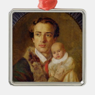 Adorno Metálico Retrato de Alexander Herzen con su hijo, 1840