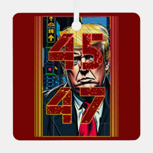 Adorno Metálico Retrato de arte pop de Trump 45