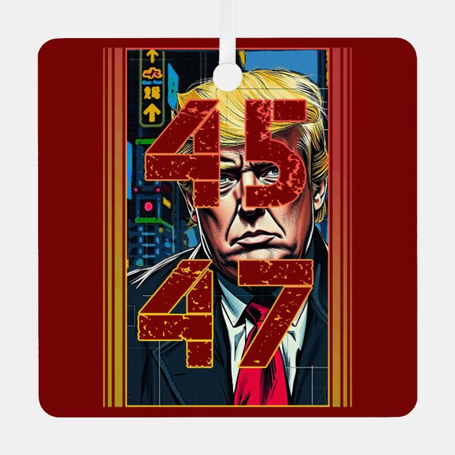 Adorno Metálico Retrato de arte pop de Trump 45 (Anverso)