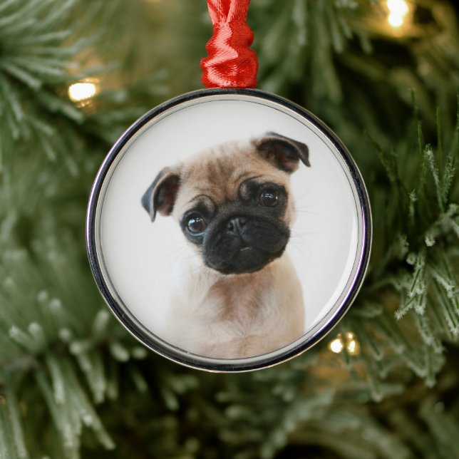 Adorno Metálico Retrato de Baby Pug (Árbol)