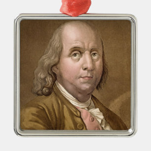 Adorno Metálico Retrato de Benjamin Franklin (1706-90), del 'Le