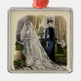 Adorno Metálico Retrato de boda vintage de novia victoriana