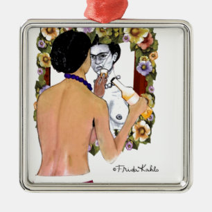 Adorno Metálico Retrato de Frida Kahlo en el Espejo