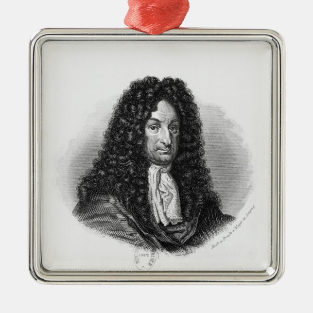 Adorno Metálico Retrato de Gottfried Wilhelm Baron de Leibniz (Frente)