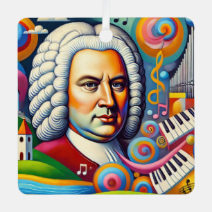 Adorno Metálico Retrato de Johann Sebastian Bach