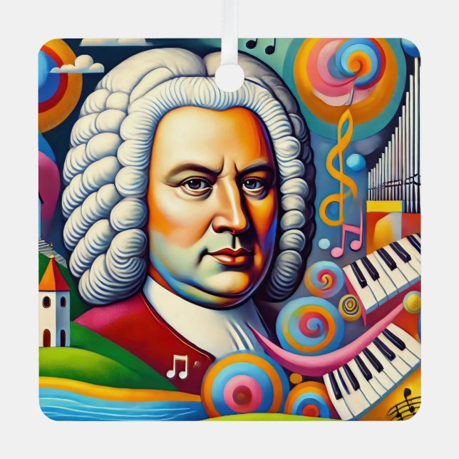 Adorno Metálico Retrato de Johann Sebastian Bach (Anverso)