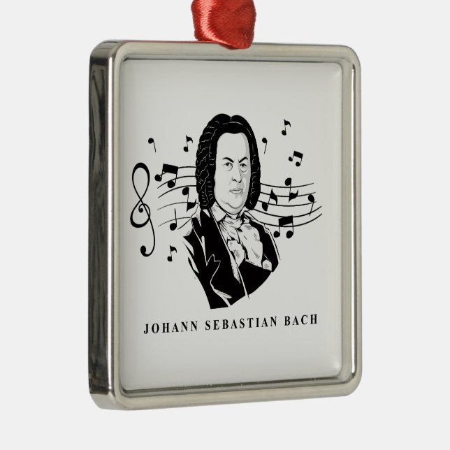 Adorno Metálico Retrato de Johann Sebastian Bach / Bust con notas (Derecha)