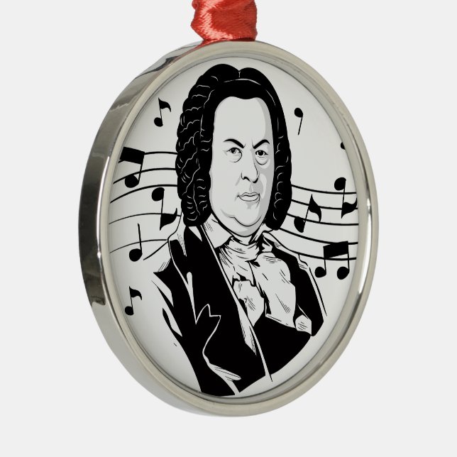 Adorno Metálico Retrato de Johann Sebastian Bach / Bust con notas (Derecha)
