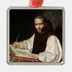 Adorno Metálico Retrato de José de Siguenza, anterior y biblioteca