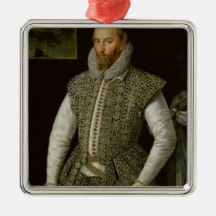 Adorno Metálico Retrato de sir Walter Raleigh, 1598