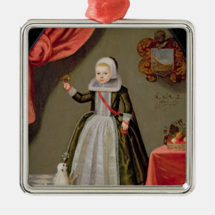 Adorno Metálico Retrato de una chica joven con un pájaro