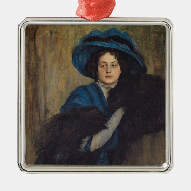 Adorno Metálico Retrato de una dama de azul (Raimundo de Madrazo) (Frente)