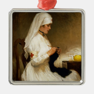 Adorno Metálico Retrato de una enfermera de la Cruz Roja