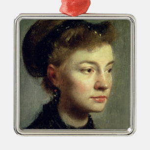 Adorno Metálico Retrato de una mujer joven, 1867 de Edgar Degas el