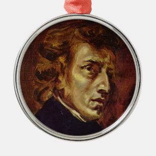 Adorno Metálico Retrato Frederic Chopin de Eugene Delacroix
