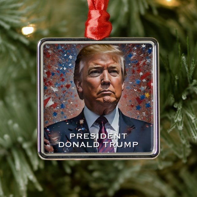 Adorno Metálico Retrato moderno del presidente Donald Trump (Árbol)