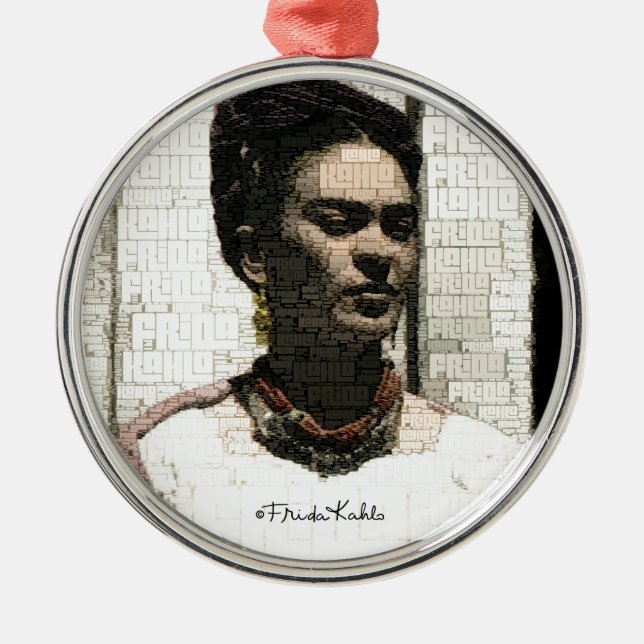 Adorno Metálico Retrato textil de Frida Kahlo (Frente)