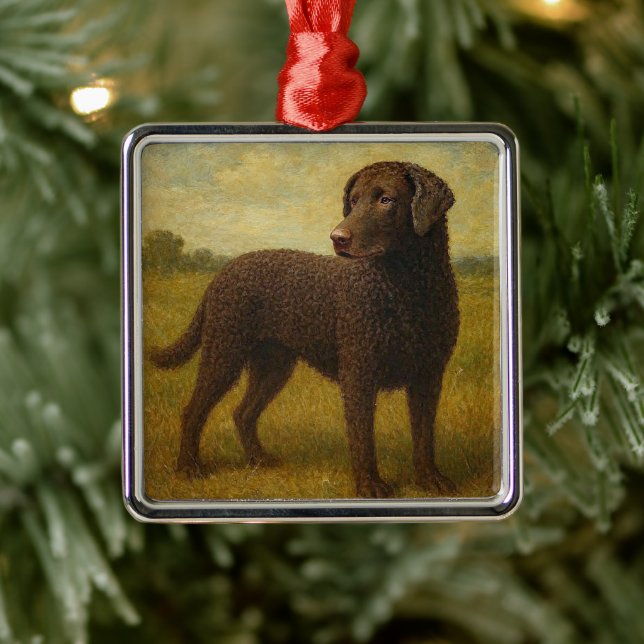Adorno Metálico Retriever de Costa Rizada (Árbol)