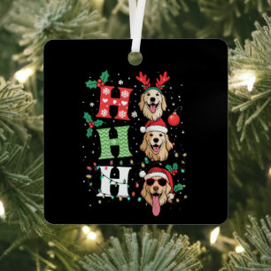 Adorno Metálico Retrievers Golden Xmas Ho Ho Ho