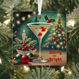 Adorno Metálico Retro 50 Merry Bright Navidades Cocktail Martini