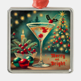 Adorno Metálico Retro 50 Merry Bright Navidades Cocktail Martini