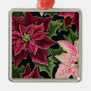 Adorno Metálico Retro 50 Poinsettia Borgoña Rosa