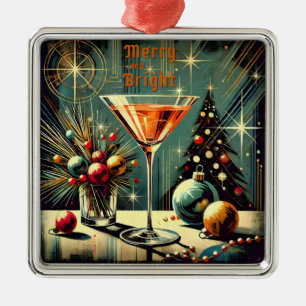 Adorno Metálico Retro 50s Martini de Navidad Alegre y Brillante