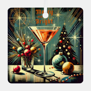 Adorno Metálico Retro 50s Martini de Navidad Alegre y Brillante