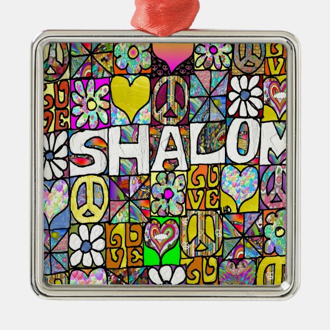 Adorno Metálico Retro 60 Psicodélico Shalom LOVE (Frente)